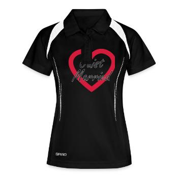 Juist Married Herz - Frauen Polo atmungsaktiv - Schwarz/Weiß - Vorne