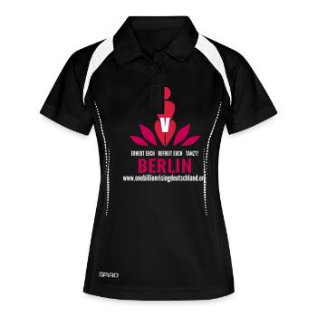 obr logo berlin für dunkele Farben - Frauen Polo atmungsaktiv - Schwarz/Weiß - Vorne