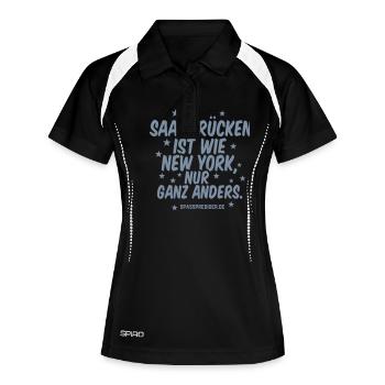Saarbrücken - Frauen Polo atmungsaktiv - Schwarz/Weiß - Vorne