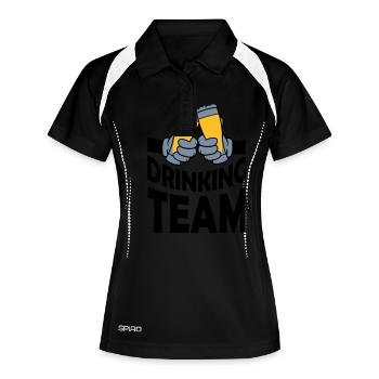 Drinking Team Bierglas anstoßen - Frauen Polo atmungsaktiv - Schwarz/Weiß - Vorne