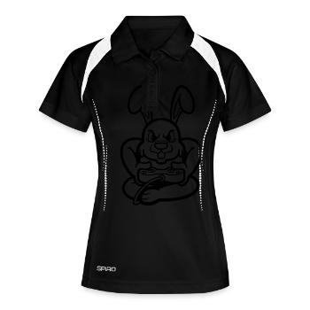 Gamer Gaming Hasenbesitzer Hasenbesitzerin Hase - Frauen Polo atmungsaktiv - Schwarz/Weiß - Vorne