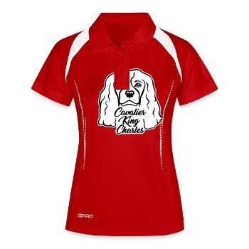Cavalier King Charles - Polo respirant Femme - rouge/blanc - Devant