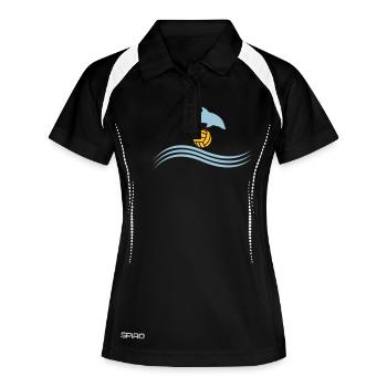 wasserball_delphin_ball - Frauen Polo atmungsaktiv - Schwarz/Weiß - Vorne
