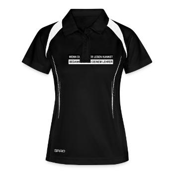 Lehrer - Frauen Polo atmungsaktiv - Schwarz/Weiß - Vorne