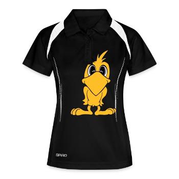 vogel - Frauen Polo atmungsaktiv - Schwarz/Weiß - Vorne