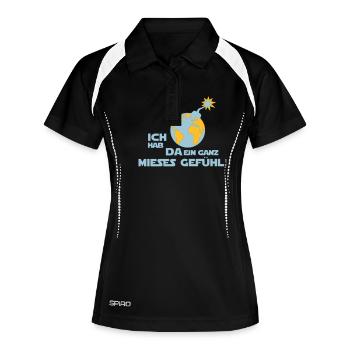 Ich hab da ein ganz mieses Gefühl, Erde Bombe, 2c - Frauen Polo atmungsaktiv - Schwarz/Weiß - Vorne