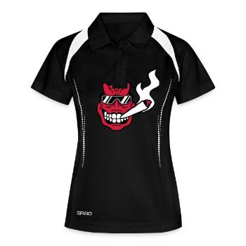 gesicht kopf rauchen drogen cool joint kiffen kiff - Frauen Polo atmungsaktiv - Schwarz/Weiß - Vorne