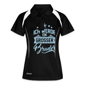 Ich werde ein großer Bruder - Baby-Schwangerschaft - Frauen Polo atmungsaktiv - Schwarz/Weiß - Vorne