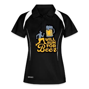 Courir pour la bière - Polo respirant Femme - noir/blanc - Devant