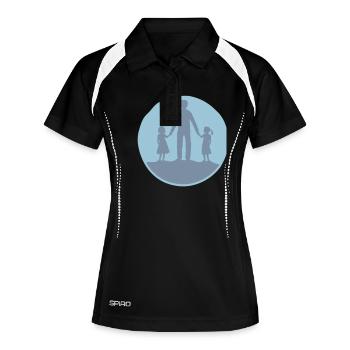Vater 2 Töchter Kreis - Frauen Polo atmungsaktiv - Schwarz/Weiß - Vorne