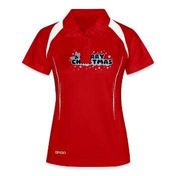 Merry Christmas - Frauen Polo atmungsaktiv - Rot/Weiß - Vorne