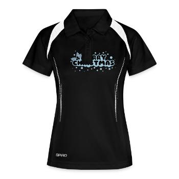 Merry Christmas - Frauen Polo atmungsaktiv - Schwarz/Weiß - Vorne