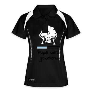 pups_geladen_2_3f - Frauen Polo atmungsaktiv - Schwarz/Weiß - Vorne