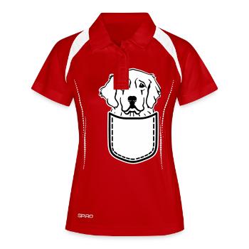 Golden Retriever - Polo respirant Femme - rouge/blanc - Devant