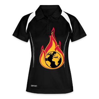 earth on fire planet home climate change global erw - Women's Polo breathable - black/white - Front