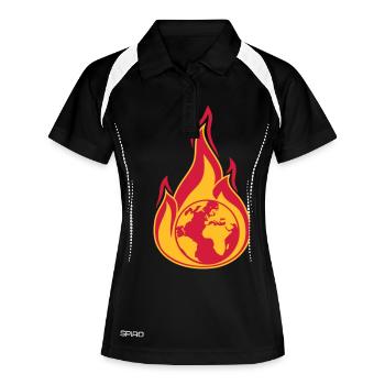 planet earth on fire home climate change global erw - Women's Polo breathable - black/white - Front