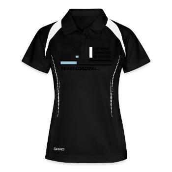 low_brain_connetion_loading_3c - Frauen Polo atmungsaktiv - Schwarz/Weiß - Vorne