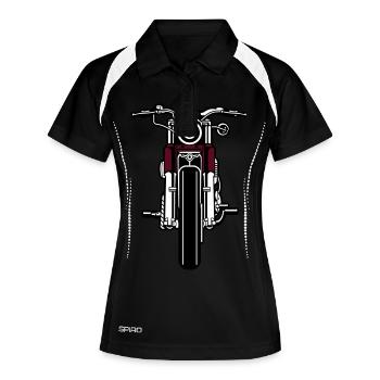 Motorrad - Frauen Polo atmungsaktiv - Schwarz/Weiß - Vorne