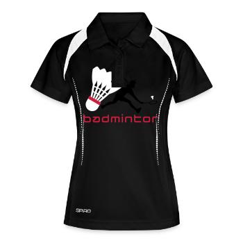 badminton_022011_t_3c - Frauen Polo atmungsaktiv - Schwarz/Weiß - Vorne