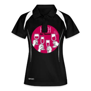 Hoch die Tassen! Prost - Alkohol - Geburtstag - 3C - Frauen Polo atmungsaktiv - Schwarz/Weiß - Vorne