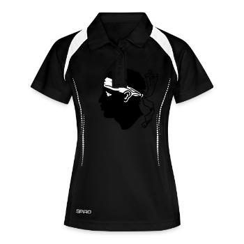 Korsika! (V) - Frauen Polo atmungsaktiv - Schwarz/Weiß - Vorne