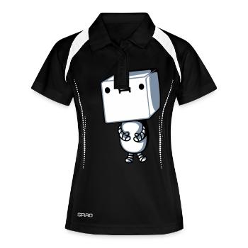 Mignon petit robot - Polo respirant Femme - noir/blanc - Devant