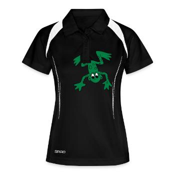 Frog, frogs, green, lake, water, Quak jump, hop, - Women's Polo breathable - black/white - Front