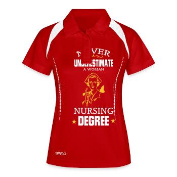 NE JAMAIS SOUS-ESTIMER UNE INFIRMIÈRE ! - Polo respirant Femme - rouge/blanc - Devant