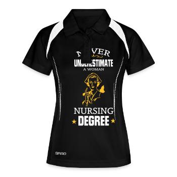 NEVER UNDERESTIMATE A NURSE! - Women's Polo breathable - black/white - Front