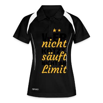 Wer nicht kotzt säuft nicht am Limit - Frauen Polo atmungsaktiv - Schwarz/Weiß - Vorne