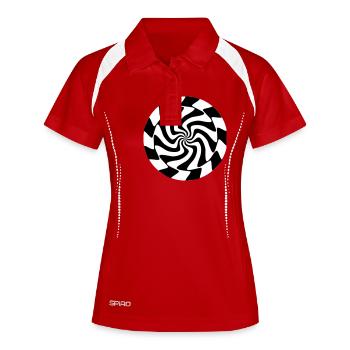 inner_vision - Frauen Polo atmungsaktiv - Rot/Weiß - Vorne