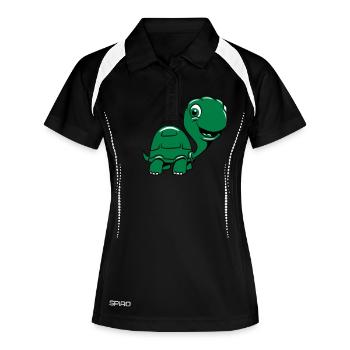 schildkröte süss kinder lustig - Frauen Polo atmungsaktiv - Schwarz/Weiß - Vorne