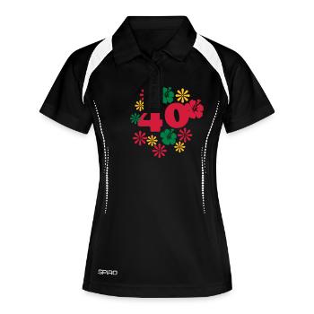 40 fleurs - Polo respirant Femme - noir/blanc - Devant