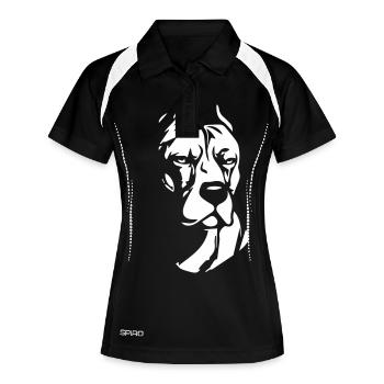 Pitbull Face - Frauen Polo atmungsaktiv - Schwarz/Weiß - Vorne