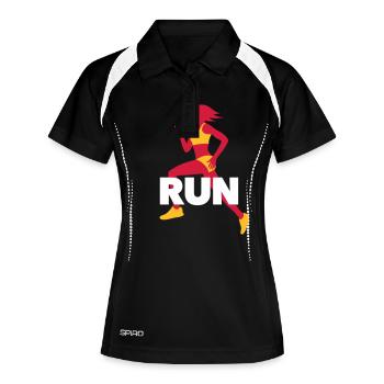T-shirt de course - Entraînement - Fitness - Polo respirant Femme - noir/blanc - Devant