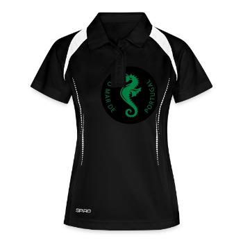 Seahorse of Portugal - Frauen Polo atmungsaktiv - Schwarz/Weiß - Vorne