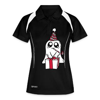 Little Ghost celebrates its birthday - Women's Polo breathable - black/white - Front