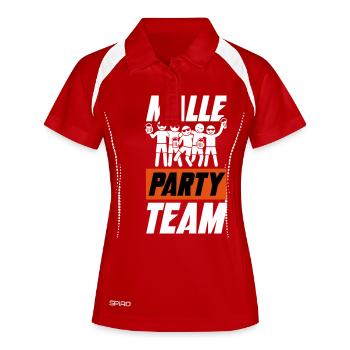 Malle Party Team - Frauen Polo atmungsaktiv - Rot/Weiß - Vorne