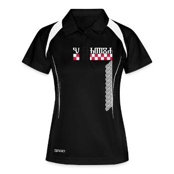 glagoljica Croatia na http://WWW.CROATIAN-TEAM.de - Frauen Polo atmungsaktiv - Schwarz/Weiß - Vorne