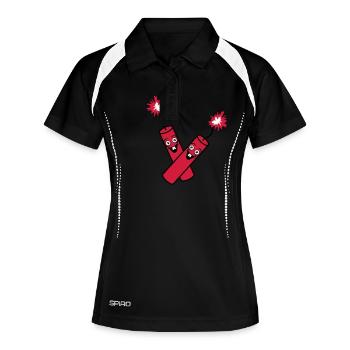 fou 2 amis équipe couple fête kracher sat - Polo respirant Femme - noir/blanc - Devant