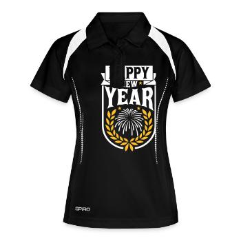 happy new year Zitat - Frauen Polo atmungsaktiv - Schwarz/Weiß - Vorne