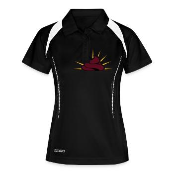 heilige_scheisse_v2 - Frauen Polo atmungsaktiv - Schwarz/Weiß - Vorne