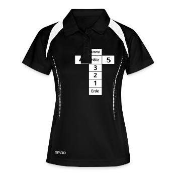 Himmel und Hölle - Frauen Polo atmungsaktiv - Schwarz/Weiß - Vorne