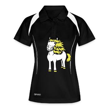 Unicorn Pretty Hair Cute Friendly Cartoon Horse - Women's Polo breathable - black/white - Front
