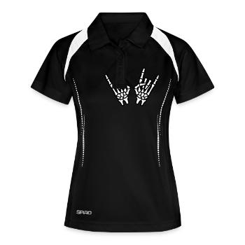 Squelette de fête à la main - Polo respirant Femme - noir/blanc - Devant