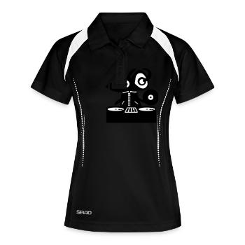 Maus DJ - Ratte - Frauen Polo atmungsaktiv - Schwarz/Weiß - Vorne