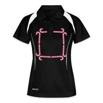 frame shield candy cane delicious candy sugar - Women's Polo breathable - black/white - Front