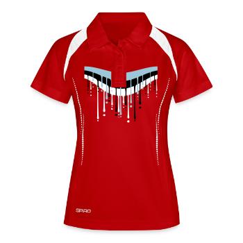 Pinceau graffiti blanc noir bleu Estonie - Polo respirant Femme - rouge/blanc - Devant