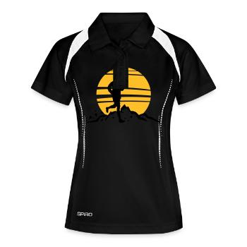 Sport - Jogger Berge Sonne - Frauen Polo atmungsaktiv - Schwarz/Weiß - Vorne