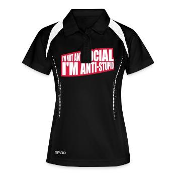 pas antisocial anti-stupide - Polo respirant Femme - noir/blanc - Devant